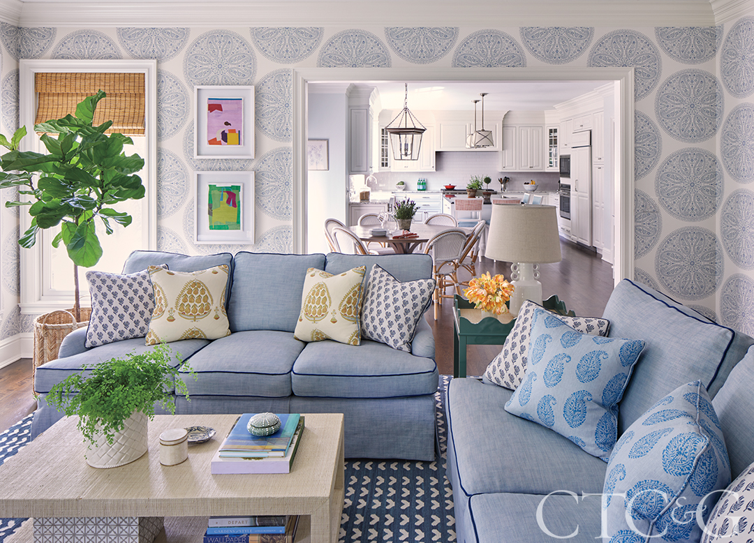 New Canaan Home Blue Living Room
