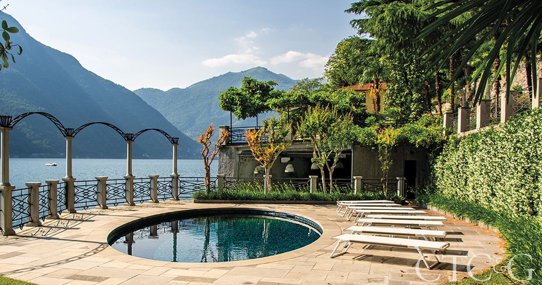 Oval Pool Deck Overlooking Lake Como