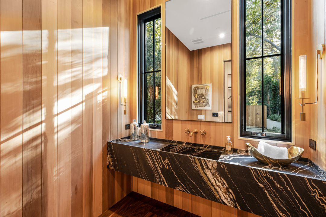 Sophie Turner Joe Jonas Sell Jae Omar Designed Encino Mansion Wood Powder Room