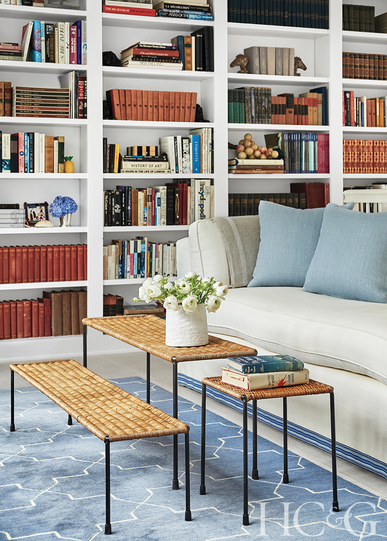 rattan 3 piece coffee table in library