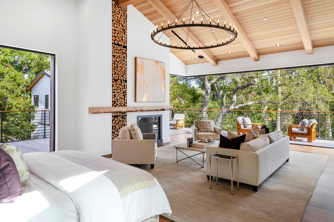 Sophie Turner Joe Jonas Sell Jae Omar Designed Encino Mansion Master Bedroom Wood Ceiling