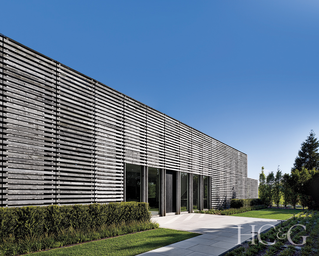 Sagaponack Modern Lath House; residential glass doors