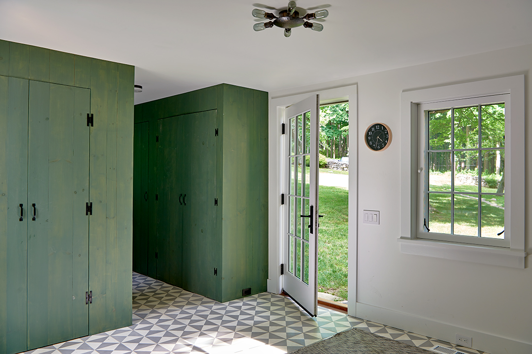 large storage closets in mudroom