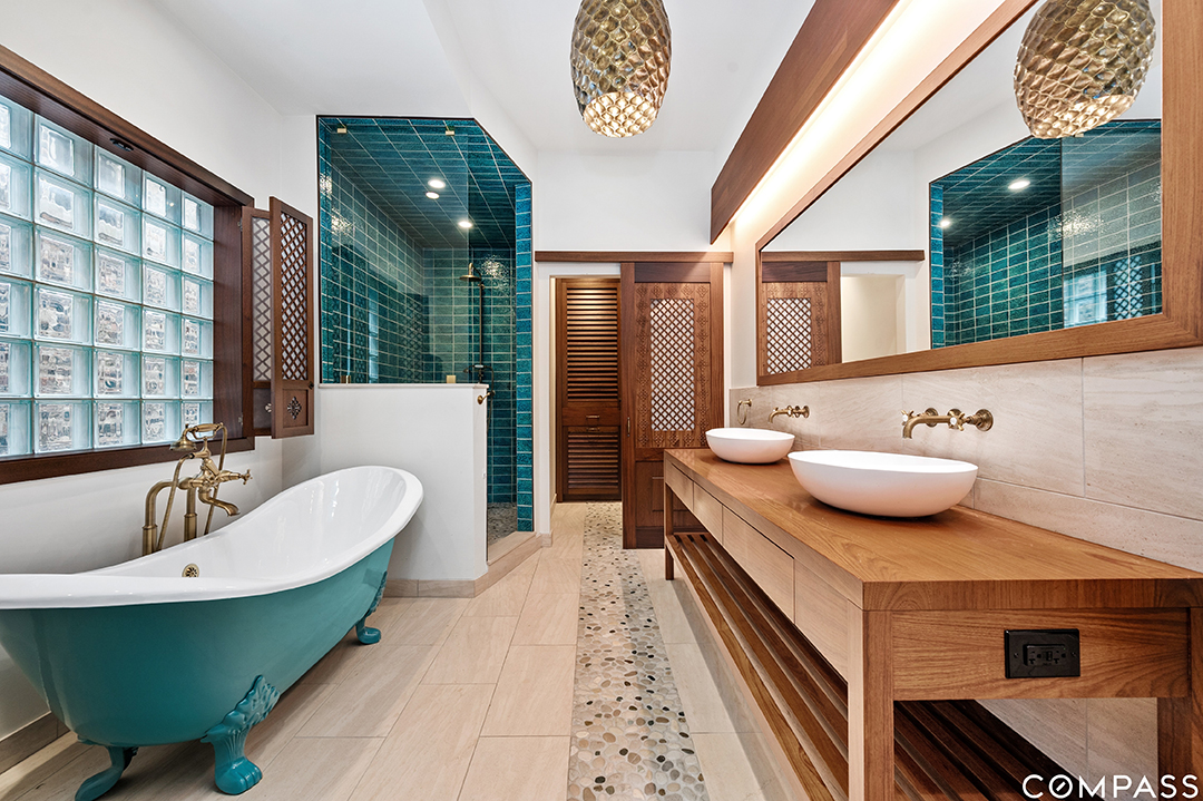 Celebrity Chef Lists Chicago Townhouse Brimming With Eclectic Style Primary Bath