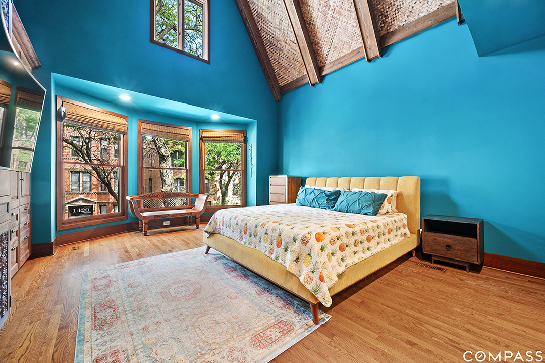 Celebrity Chef Lists Chicago Townhouse Brimming With Eclectic Style Primary Bedroom