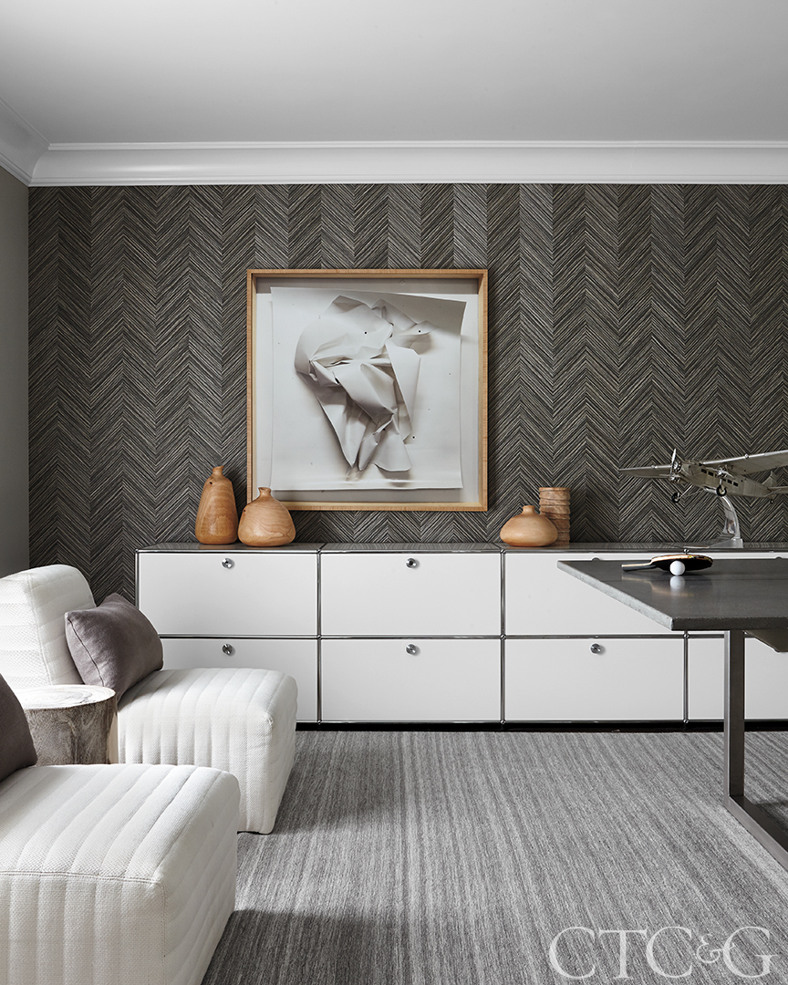 white sideboard; pool table; white chairs