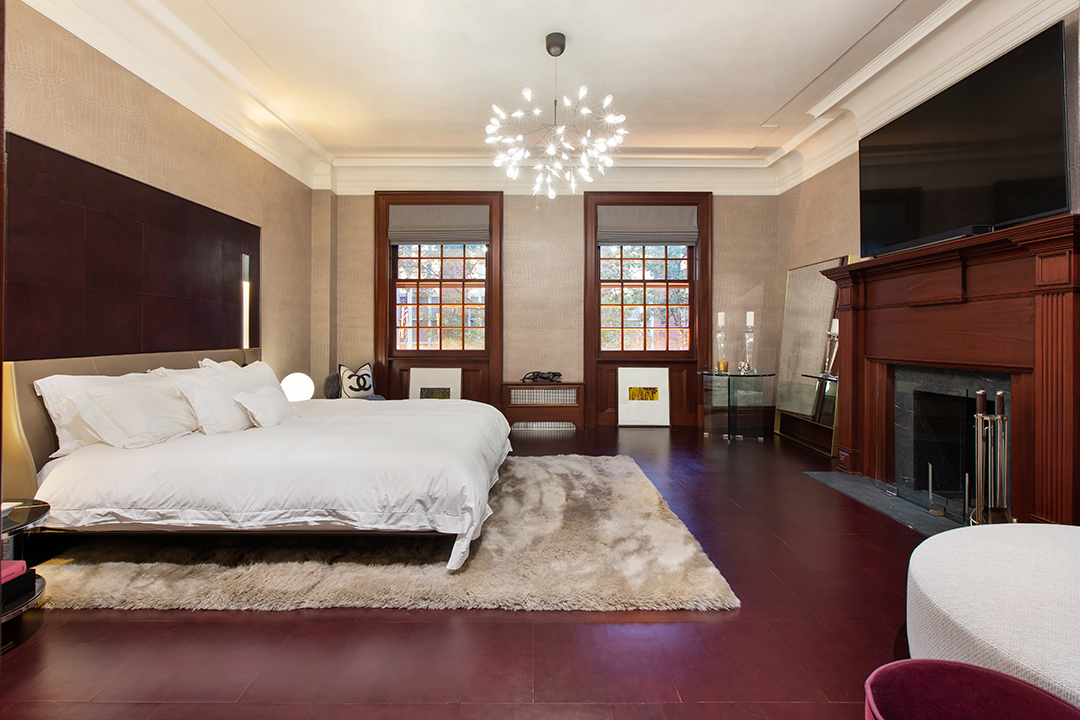 traditional dark wooden floors master bedroom