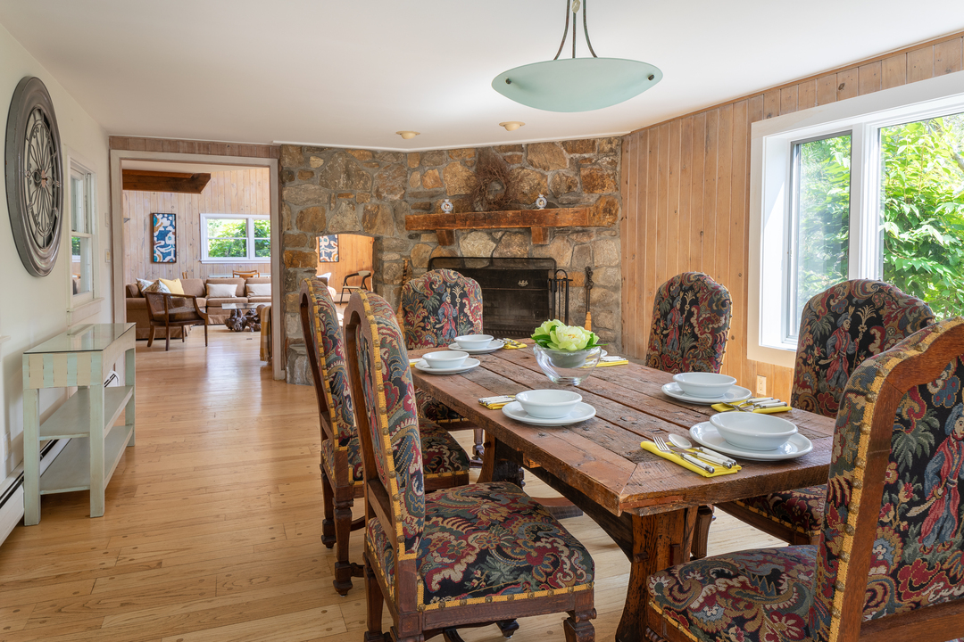 Sharon Ct Artists Home Dining Room Stone Fireplace