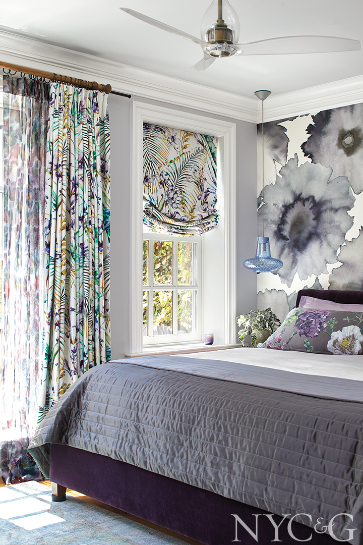 Sexy Stylish West Village Townhouse Purple Bedroom
