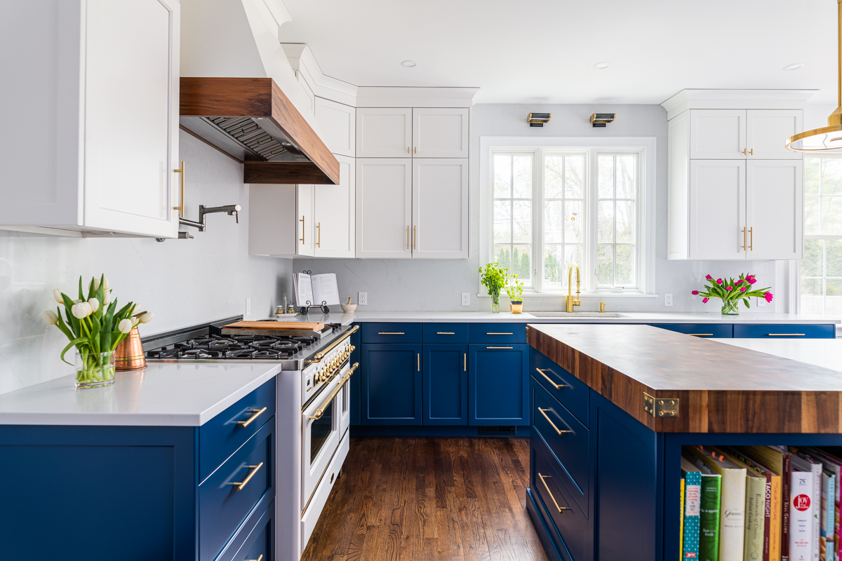 A Blue and White Norwalk Kitchen Balances Form and Function