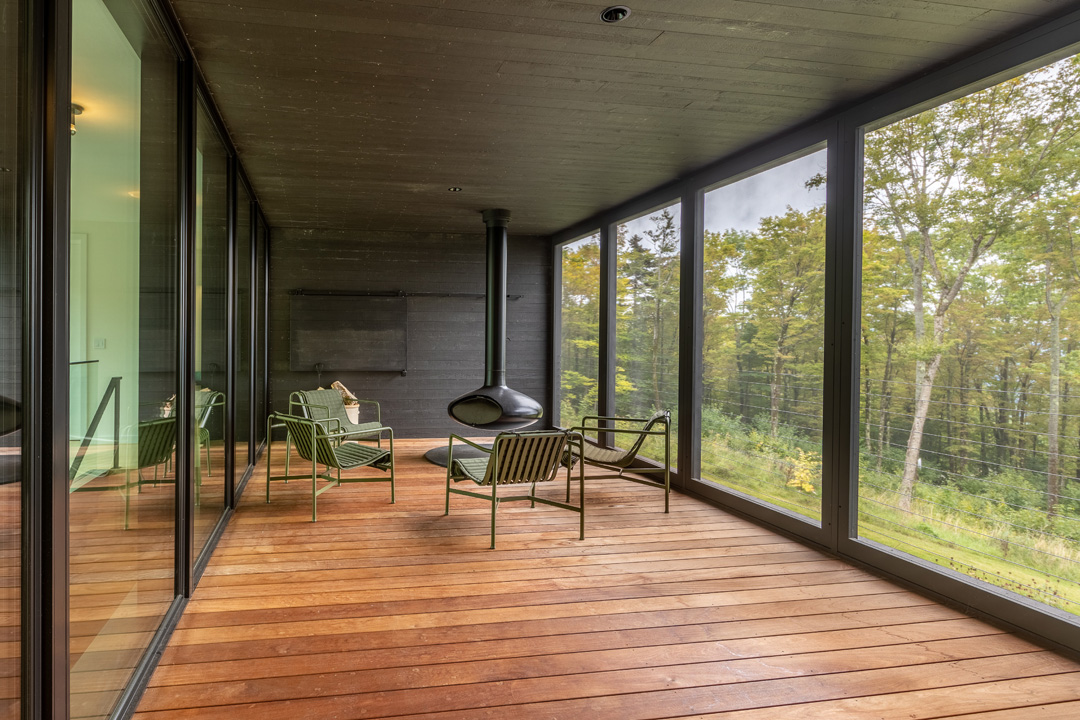 A Tale Of Two Vermont Listings Modern Porch Outdoor Fireplace