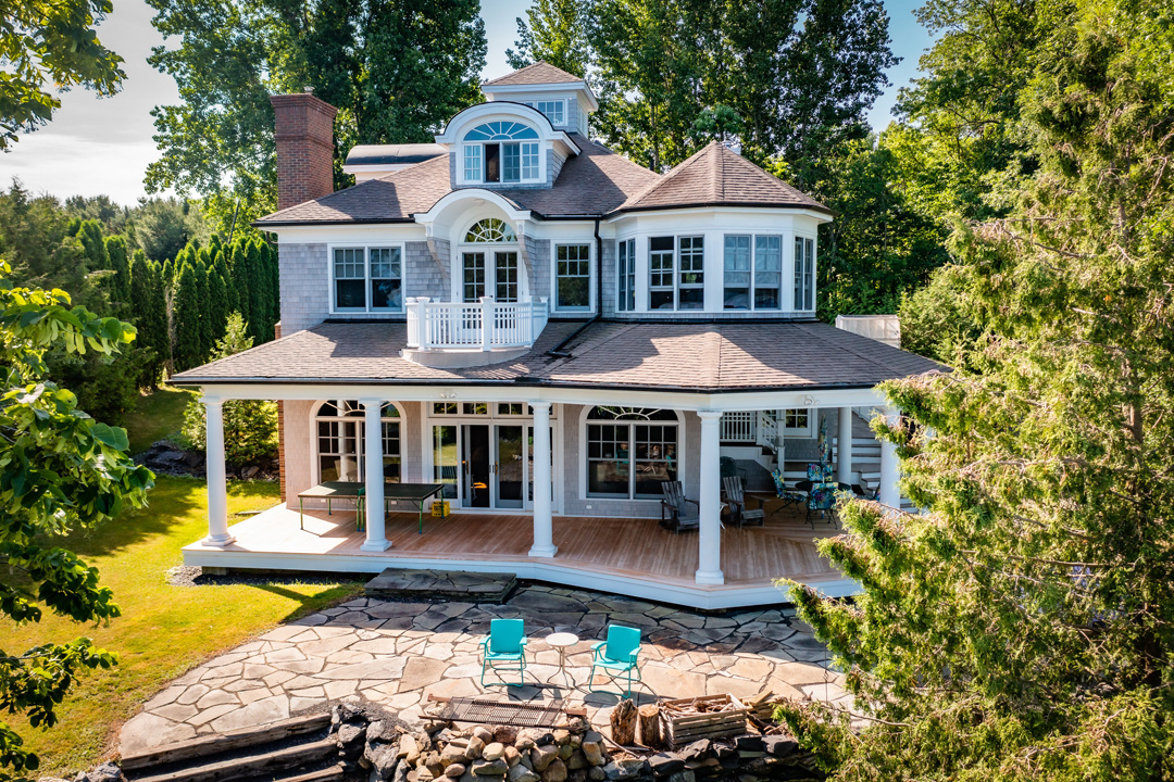 A Tale Of Two Vermont Listings Traditional Patio Blue Chairs