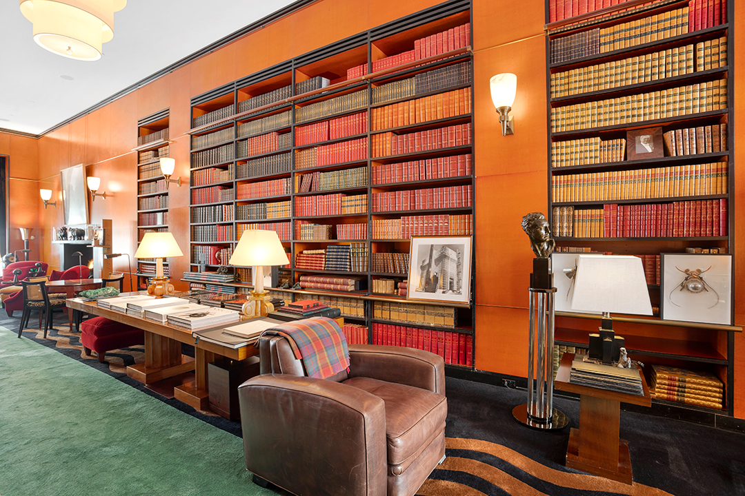 Tribeca Franklin Street Townhouse Mansion Library Orange