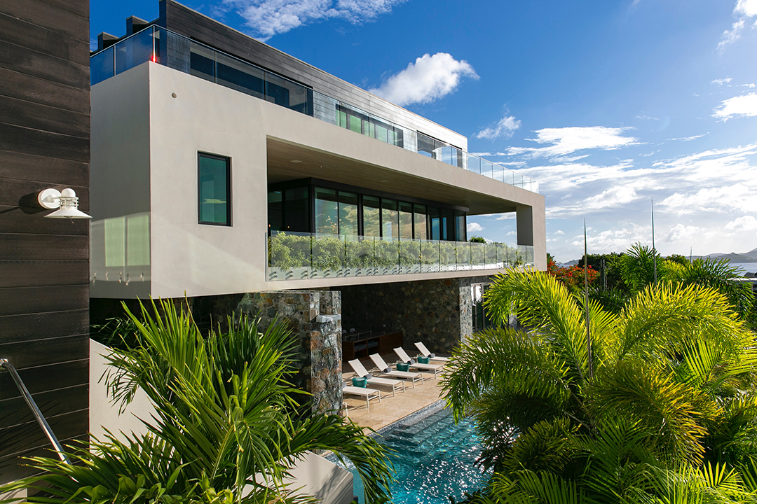 Cruz Bay Casa Bella Luna Modern Home Rear Exterior