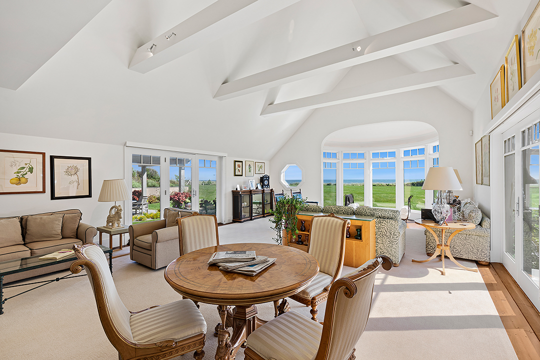East Hampton Oceanfront Estate Family Room Ceiling Beams