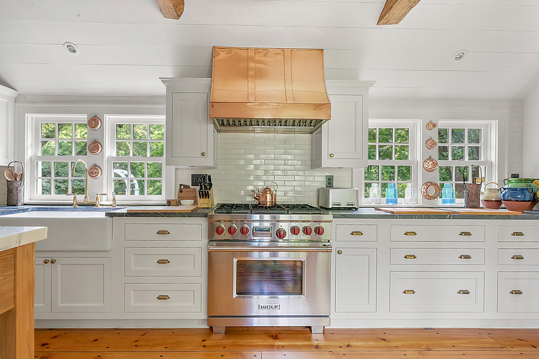 Explore An 160 Acre New York Listing With 18th Century Homes Chic Barns And More Wbf Main Interior Kit Stove Counter Do 05