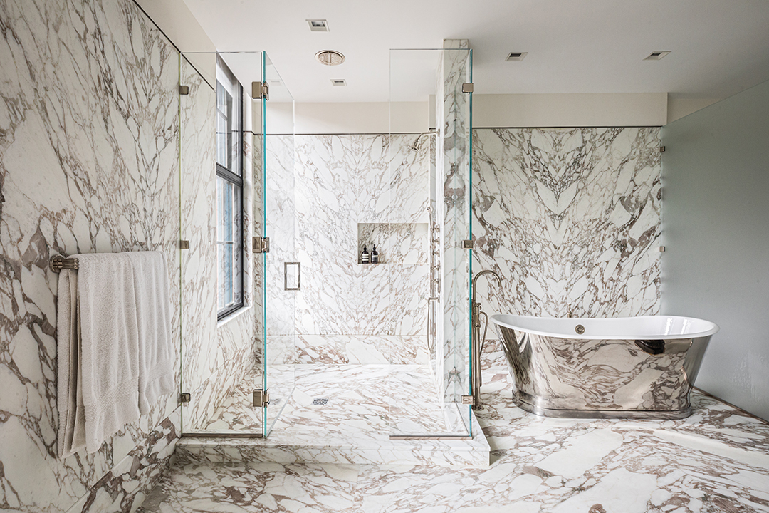 Nolita Soho Duplex Penthouse White Marble Bathroom