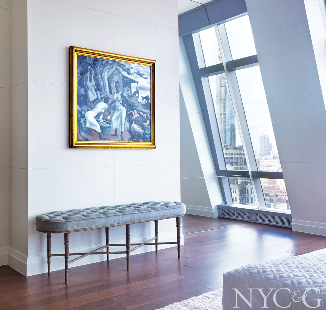 Chelsea Manhattan Home Tour Designer Benjamin Noriega Ortiz Master Bedroom Bench