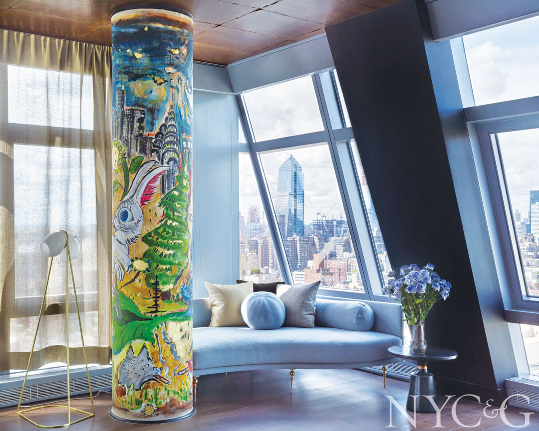 Chelsea Manhattan Home Tour Designer Benjamin Noriega Ortiz Man Cave Column