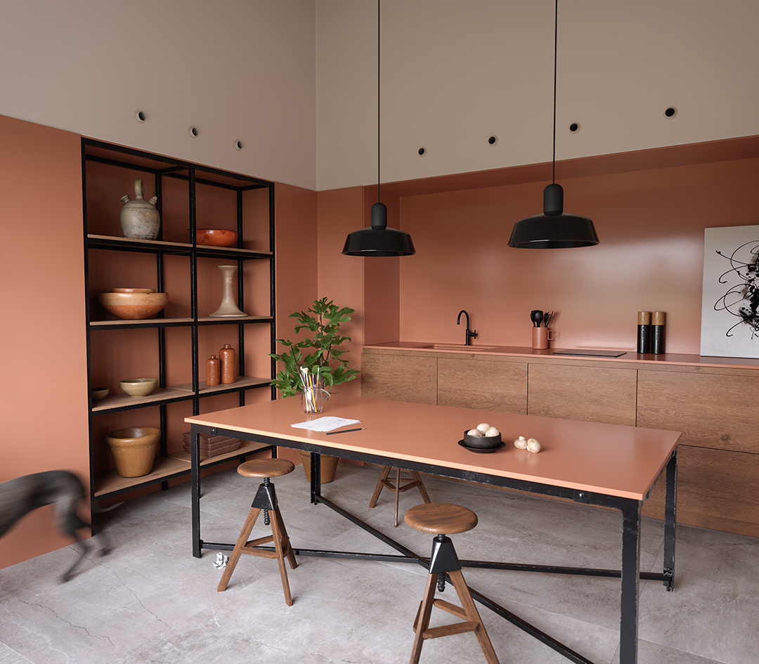 Silestone Sunlit Days Arcilla Red Kitchen