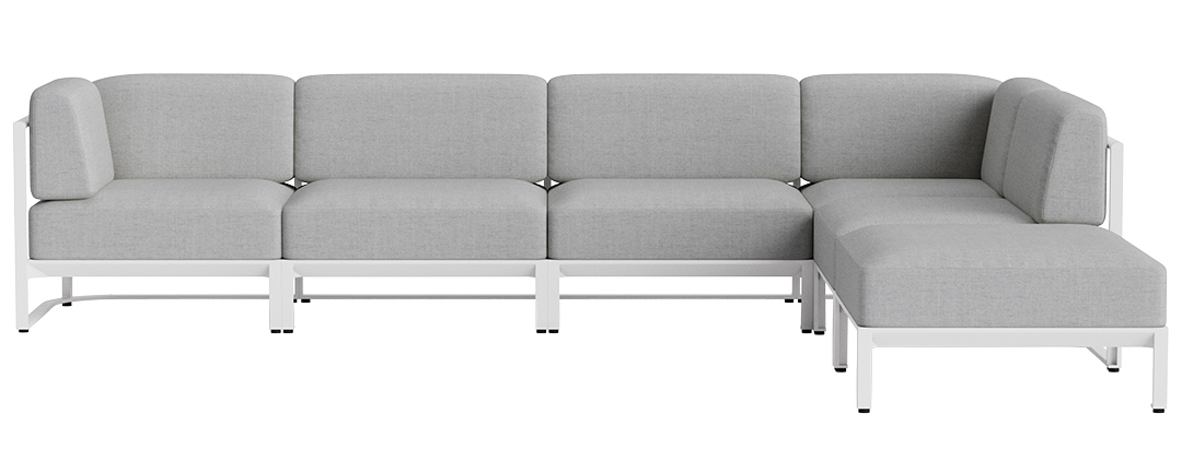 Sanibel 6pc Sectional Plain Weave Pebble Gray 104800 Wht Hero Rough Silo