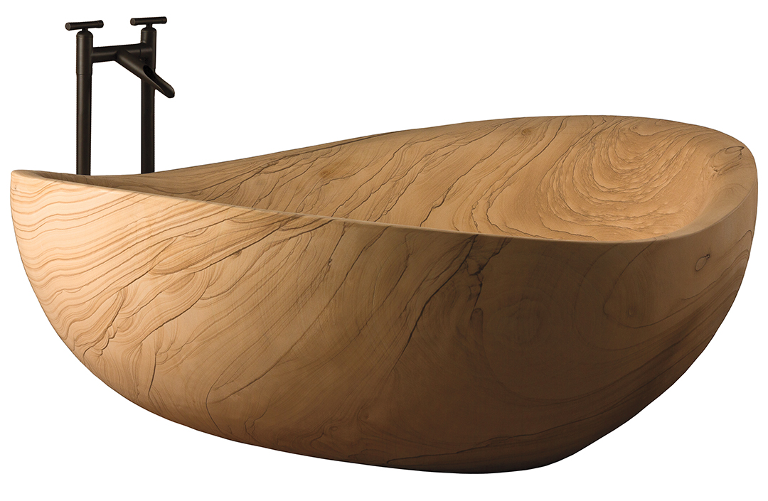 C46 68 Sn Stone Forest Papillon Tub Sandstone White Background And Faucet Rough Silo