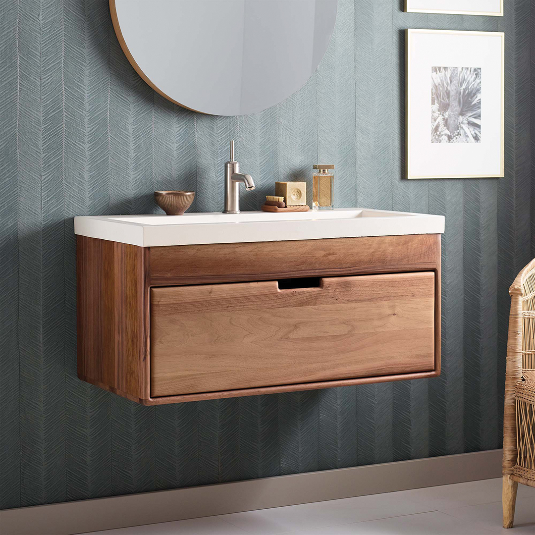 Topanga Bathroom Vanity Walnut Wall Mount Vna201 1