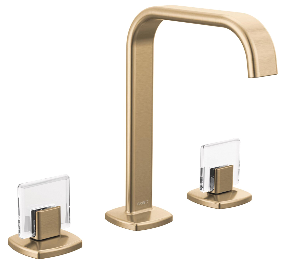 Brizo Allaria Bath Widespread Lavatory Faucet W Square Spout Brilliance Luxe Gold Rough Silo