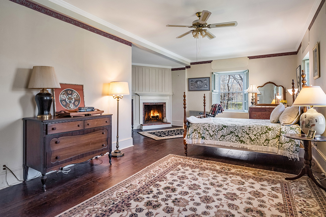 A Stone 19th Century Mill Transformed Into A Home By An Antiques Dealer Lists In Old Lyme Primary Bedroom