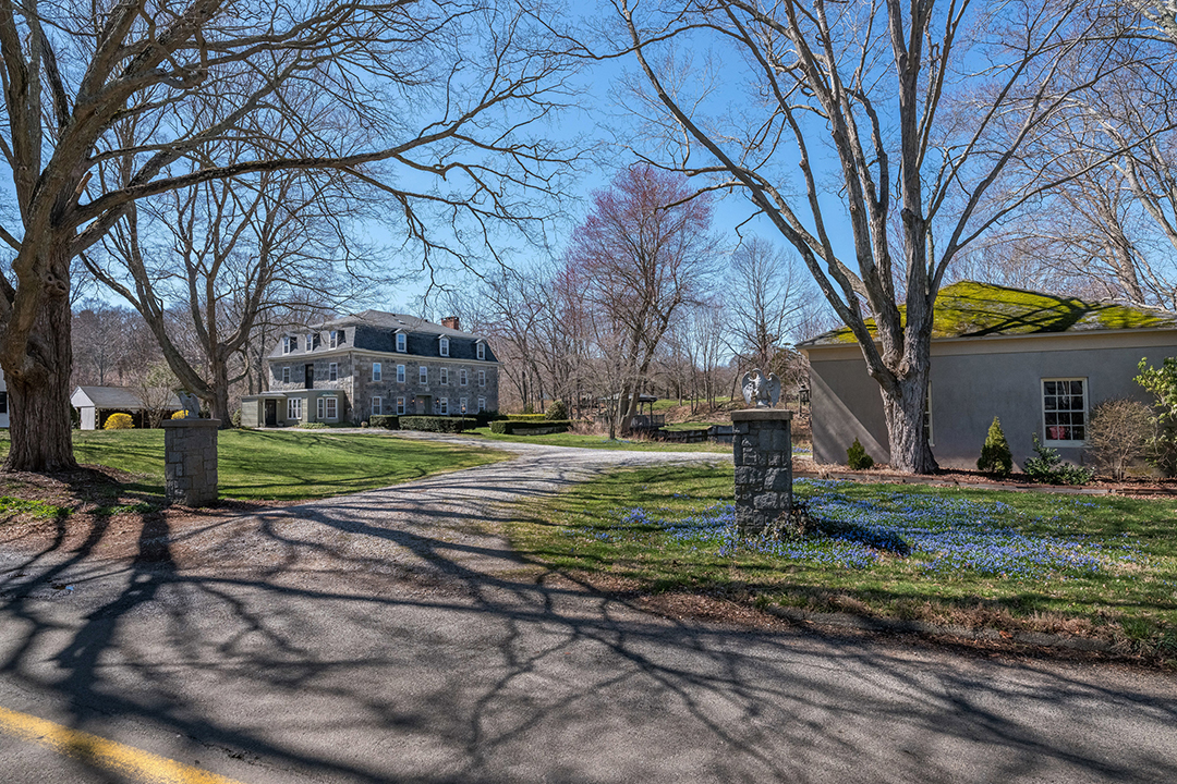 A Stone 19th Century Mill Transformed Into A Home By An Antiques Dealer Lists In Old Lyme Driveway