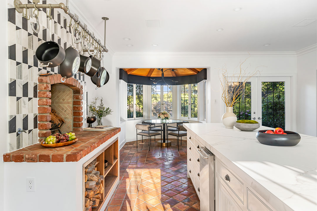 Producers Pacific Palisades Estate Kitchen Fireplace