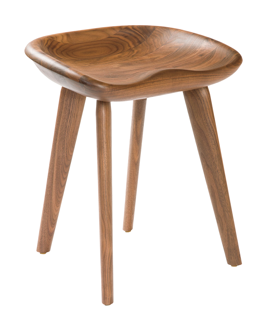 Bassamfellows Cb 21 Tractor Stool In Carved Solid Walnut 3 4 Front Credit Eldon Zimmerman Rough Silo