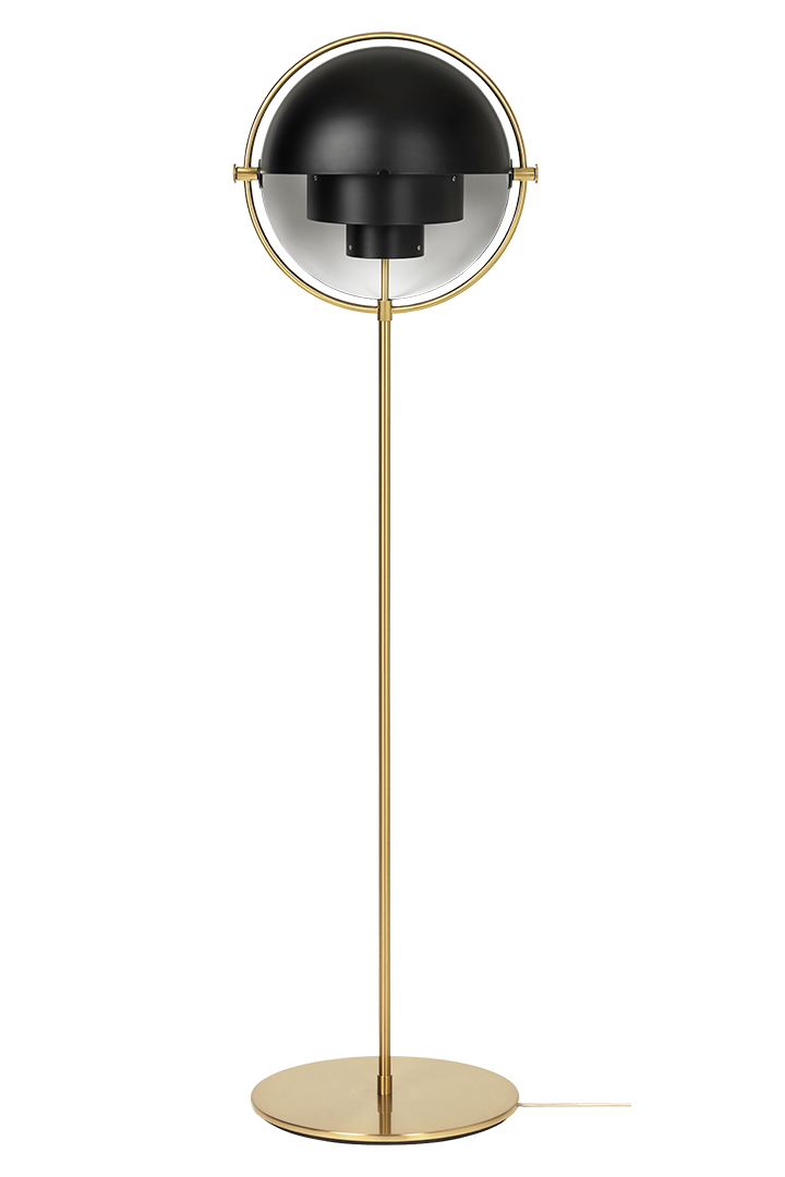 Multi Lite Floorlamp Brass Black Front Off Rough Silo