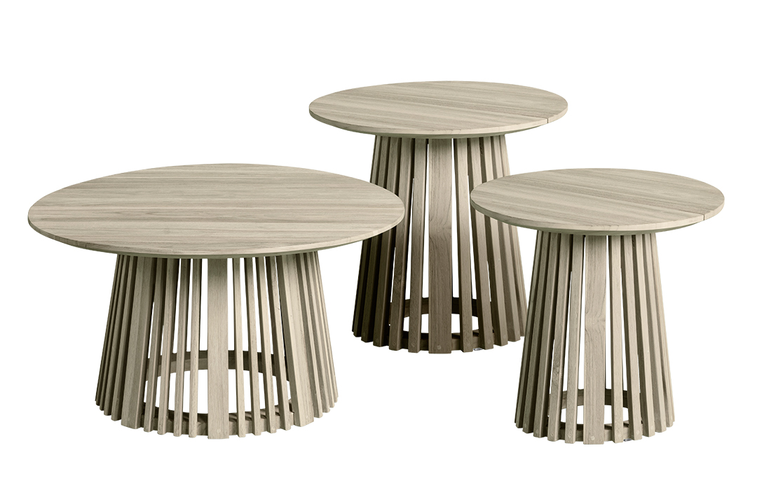 Emma Side Coffee Table Set Aged Teak Rough Silo