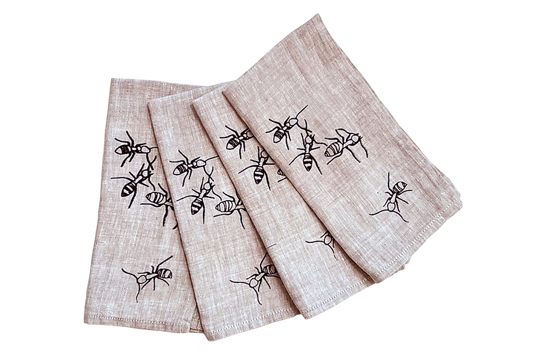 Hiddengem Linen Screen Print Ant Napkind Rough Silo