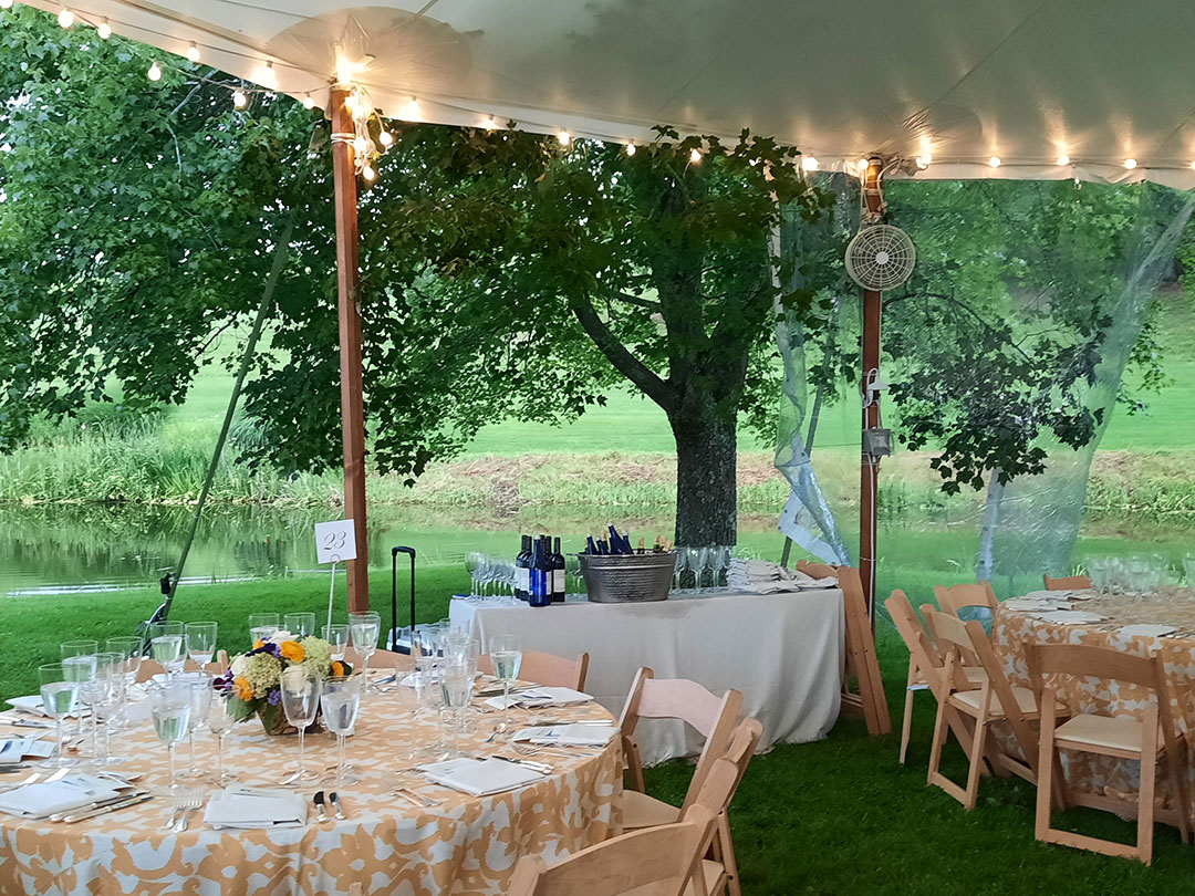 75 Dinner Tables Set Up Beside The Pond