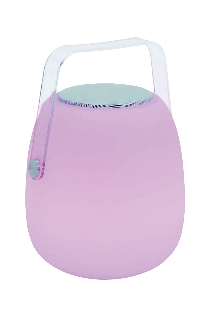 Glow Harmony Portable Led Speaker Lantern On Rough Silo
