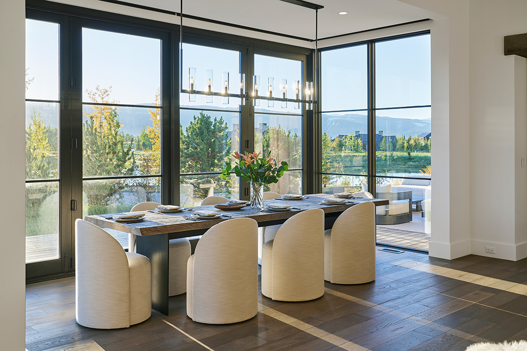 Design Lovers Will Swoon Over This Idaho Dream Home Priced At 5m New Thought Tributary Basecamp Cabin Dining Room 0107