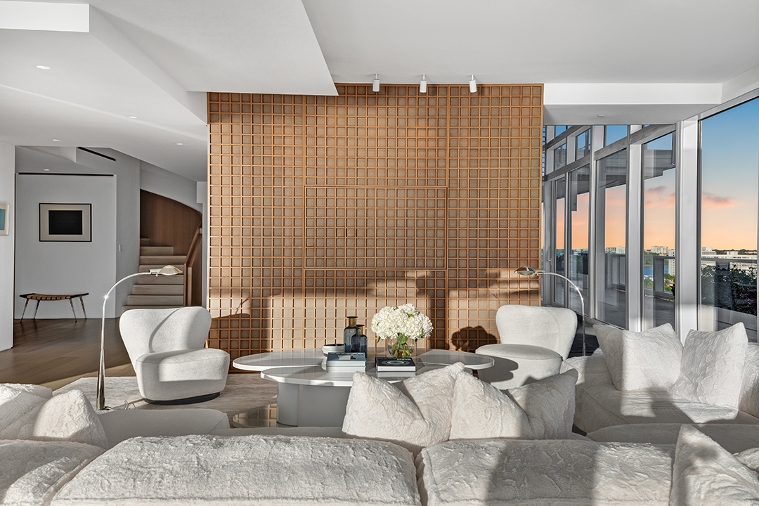 Step Inside A Fancy 55m Four Seasons Penthouse In Florida Living Room Sunset 3