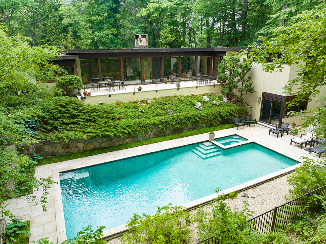 Explore A Prestigious New Canaan Modern Currently In Contract 5 Rear From Drone