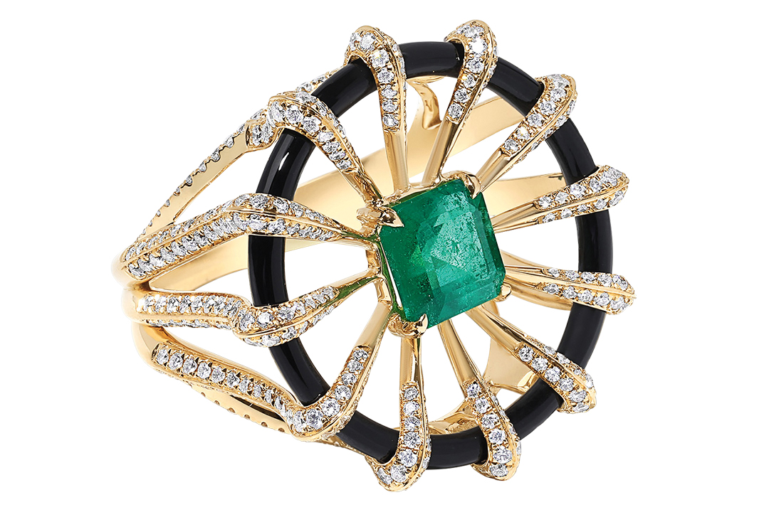 State Property Arcane Borsh Discus Ring Asscher Cut Emerald Yg 1 Rough Silo