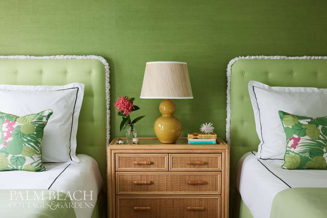 A Palm Beach home's vibrant bedroom