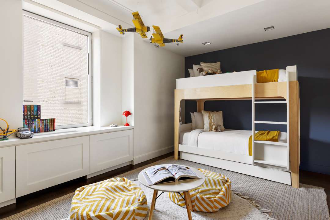 Playful kids bedroom with bunk beds