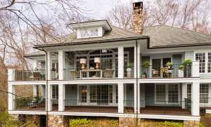 Grand outdoor deck in Connecticut summer home