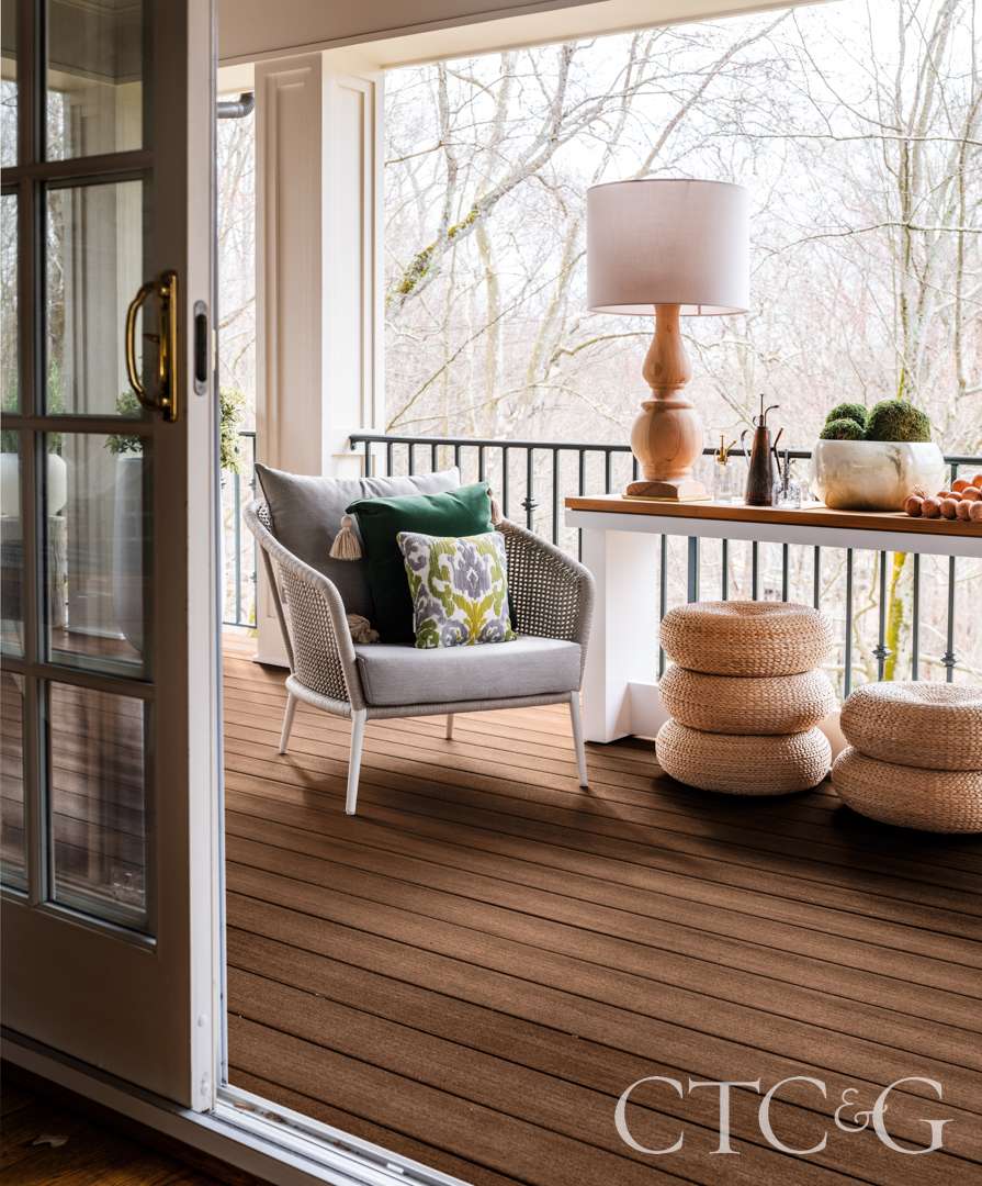 A natural palette of grays and greens on upper deck
