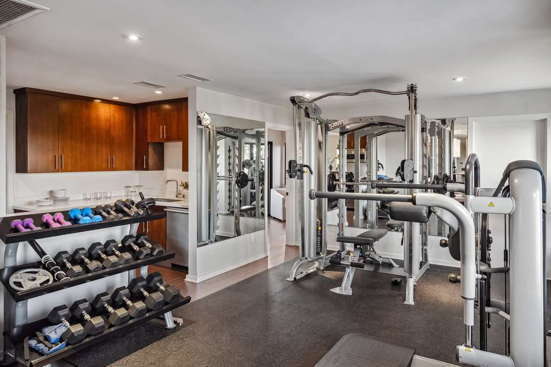 Chris Evans' versatile gym with kitchenette