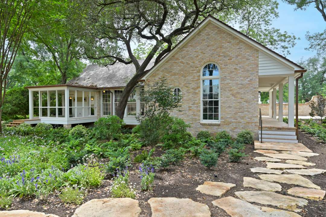 Stone walkway in the back of Austin estate