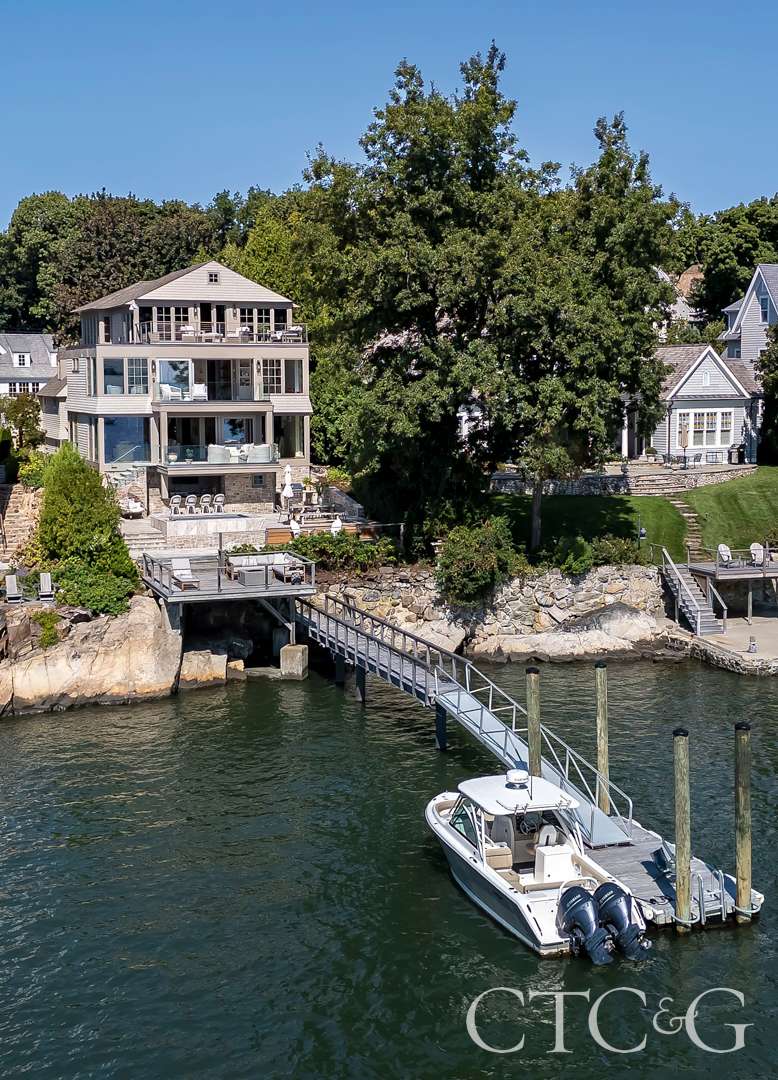 Seven-level house with waterfront dock