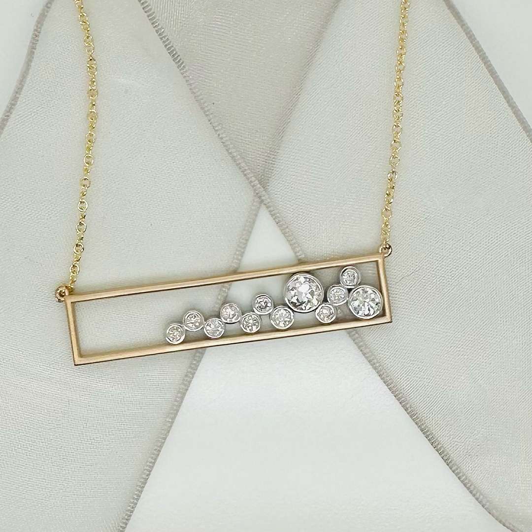 Rare rectangular framed necklace