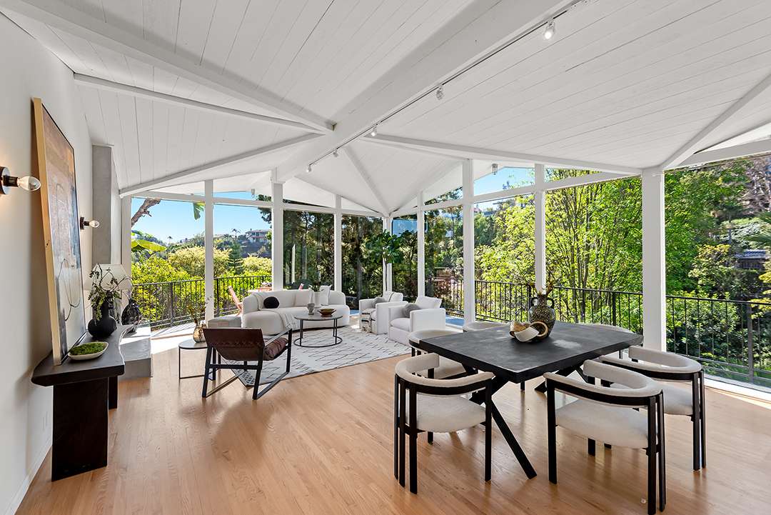 Window surrounding dining and living space